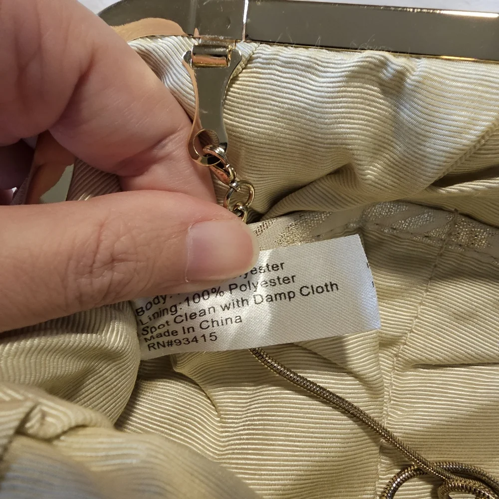 Trina Turk Metallic Gold Chevron Vintage Style Evening Bag Clutch With Chain